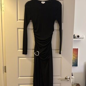 Superdown Black Asymmetrical Long Sleeve Dress